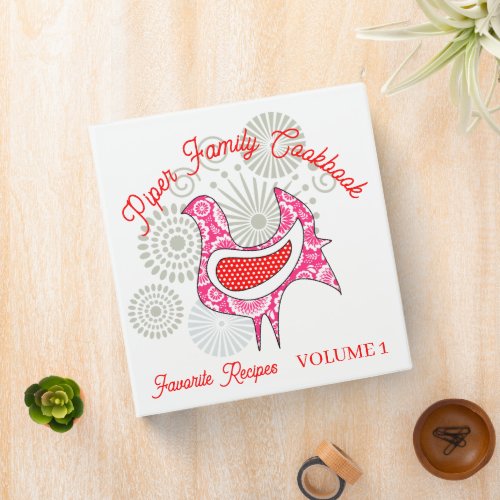 Farmhouse Family Recipes Vintage Pink Hen Cookbook 3 Ring Binder