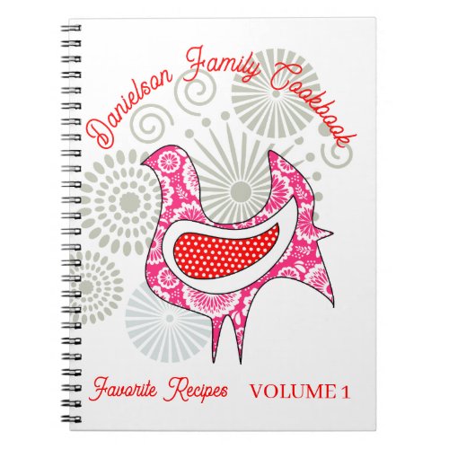 Farmhouse Family Recipes Vintage Pink Hen Cookbook Notebook