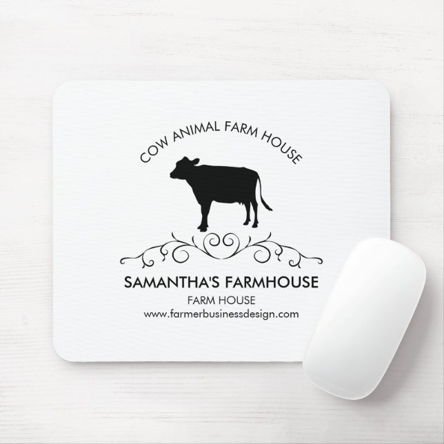 farmhouse Farm Cow Silhouette Mouse Pad (With Mouse)
