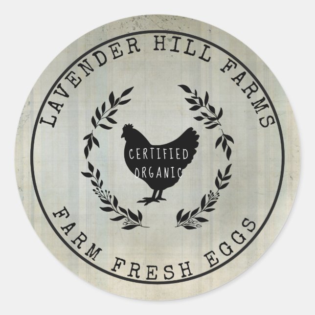 Farmhouse Farm Fresh Eggs Chicken Egg Carton Classic Round Sticker (Front)
