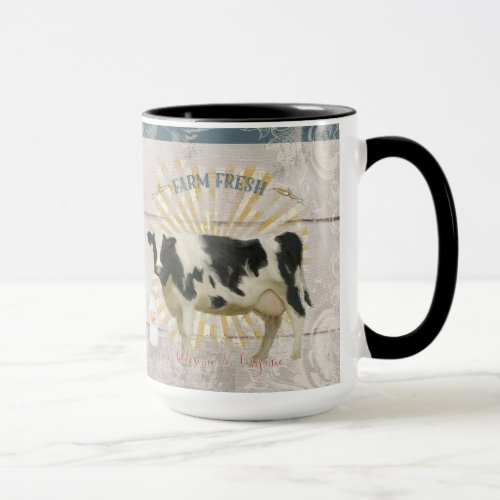 Farmhouse Farm Fresh Milk Cow Shiplap Boards Art Mug