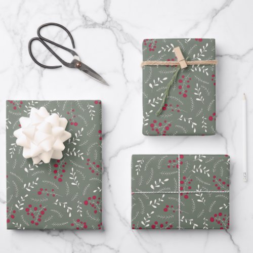 Farmhouse fir spruce green rustic foliage pattern wrapping paper sheets