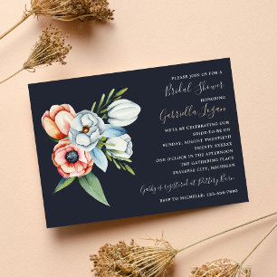 Farmhouse Floral Anemone Greenery Bridal Shower Invitation