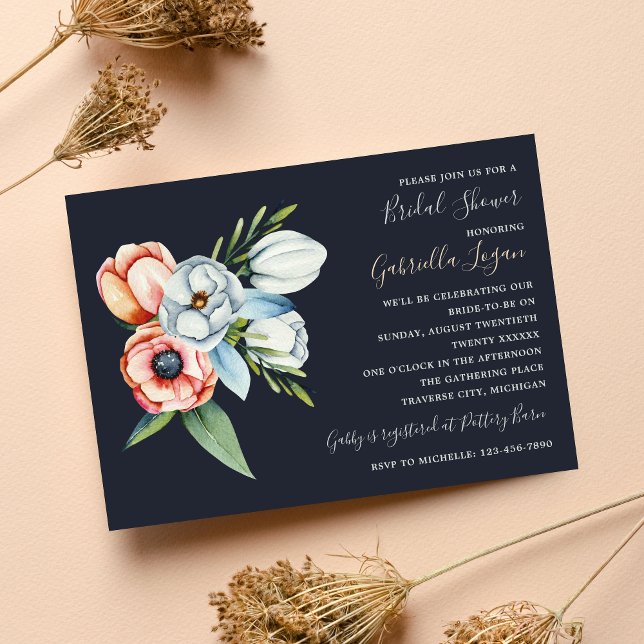 Farmhouse Floral Anemone Greenery Bridal Shower Invitation (Creator Uploaded)