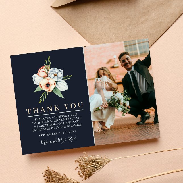 Farmhouse Floral Anemone Greenery Thank You Card (Creator Uploaded)