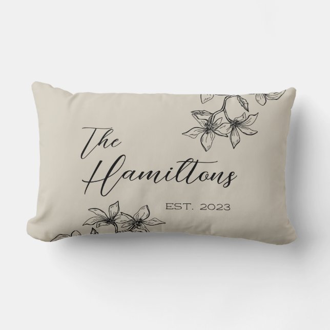 Farmhouse Floral Custom Established Year Lumbar Pillow (Front)