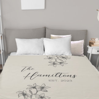 Farmhouse Floral Custom Monogram Beige Duvet Cover