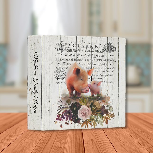Farmhouse Floral Duroc Pigs 3 Ring Binder (Creator Uploaded)
