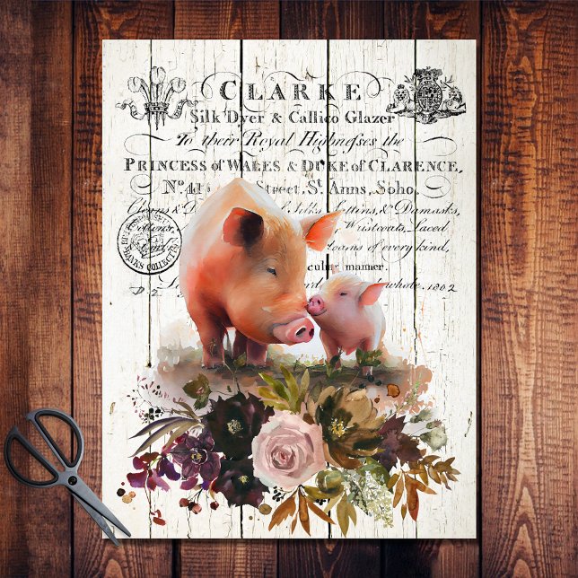 Farmhouse Floral Duroc Pigs Tissue Paper (Creator Uploaded)