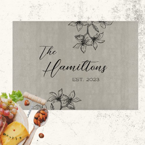 Farmhouse Floral Established Year  Cutting Board