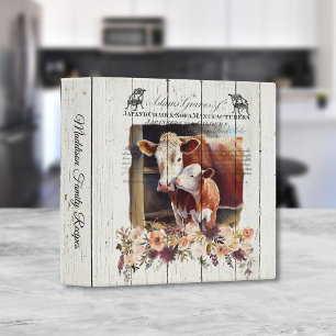 Farmhouse Floral Hereford Cows 3 Ring Binder