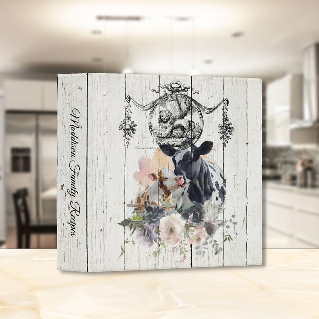 Farmhouse Floral Holstein Cows 3 Ring Binder (Creator Uploaded)