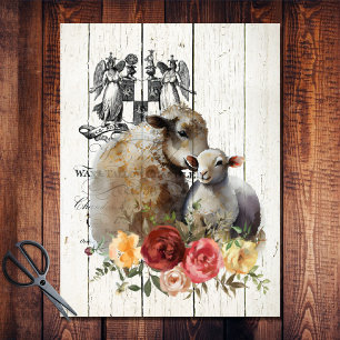 Farmhouse Floral Merino Sheep Tissue Paper