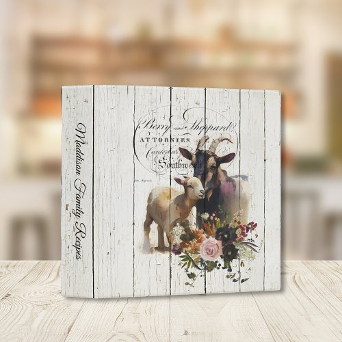 Farmhouse Floral Nubian Goats 3 Ring Binder