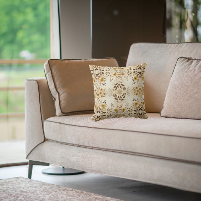 Farmhouse Floral Pattern  Throw Pillow (Creator Uploaded)