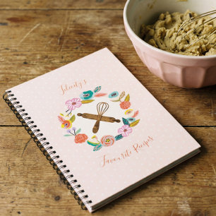 Farmhouse Floral Rolling Pin & Whisk Recipe Notebook