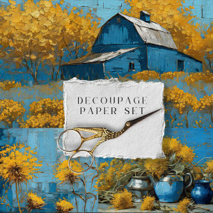 Farmhouse Floral Rustic Vintage Texture Decoupage Wrapping Paper Sheets