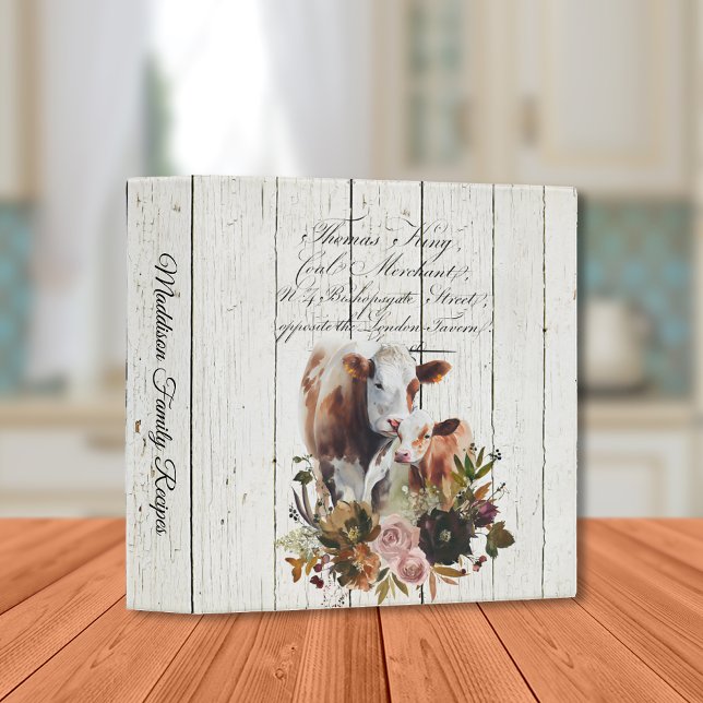 Farmhouse Floral Simmental Cows 3 Ring Binder (Creator Uploaded)