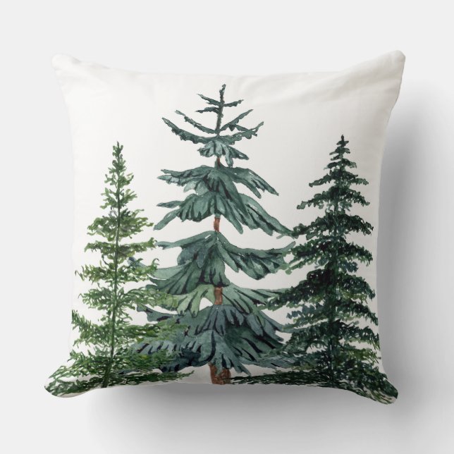 Farmhouse Forest Tree Accent Throw Pillow (Front)
