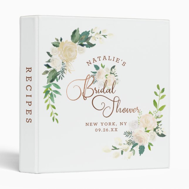 Farmhouse Fresh Rustic Bridal Shower Recipe Card 3 Ring Binder (Front/Spine)