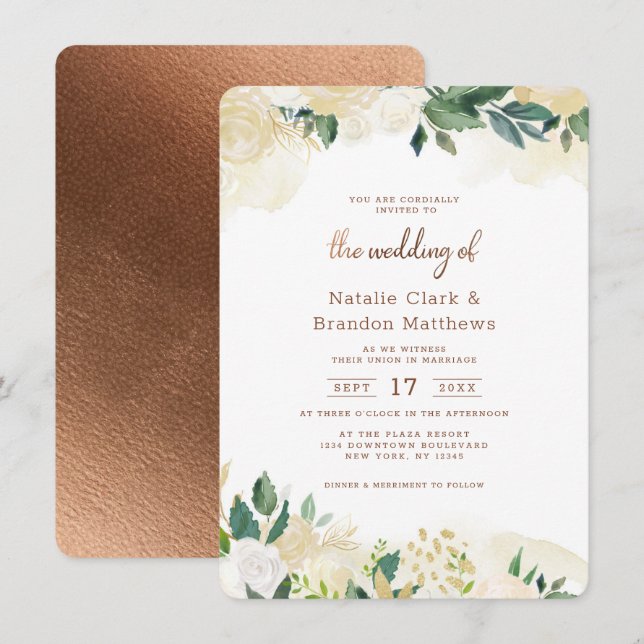 Farmhouse Fresh Rustic Country Autumn Wedding Invitation (Front/Back)