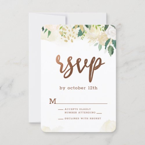 Farmhouse Fresh Rustic Country Floral Copper RSVP Card