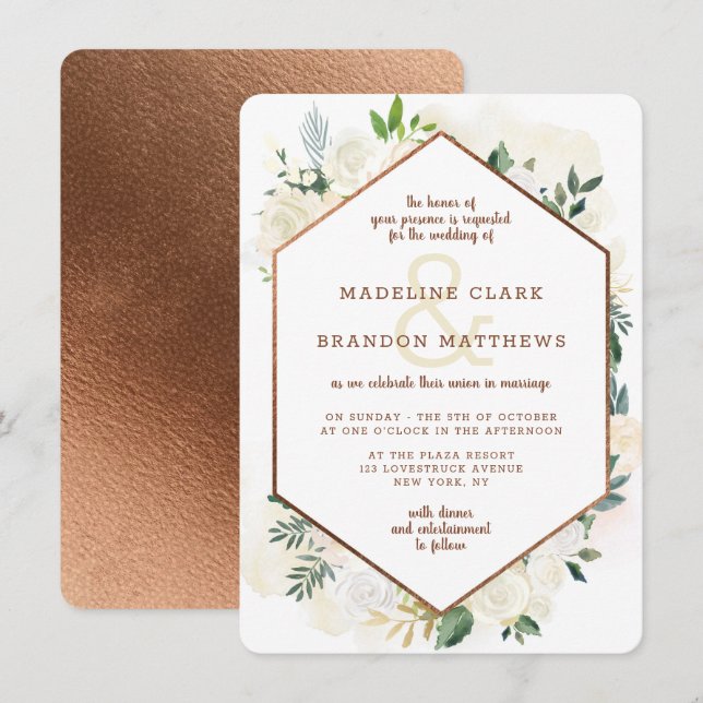 Farmhouse Fresh Rustic Country Floral Fall Wedding Invitation (Front/Back)
