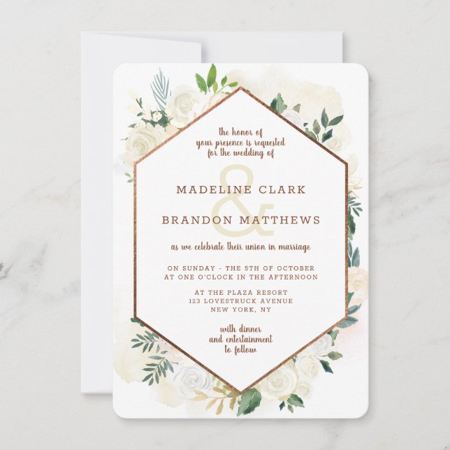 Farmhouse Fresh Rustic Country Floral Fall Wedding Invitation (Front)