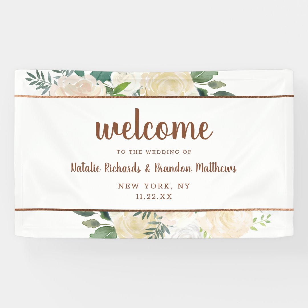 Farmhouse Fresh Rustic Country Floral Welcome Banner | Zazzle