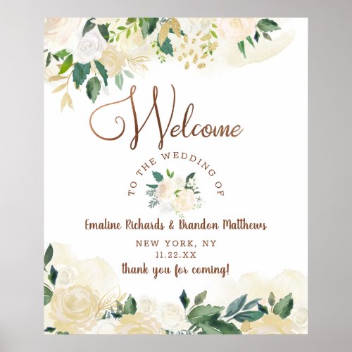 Farmhouse Fresh Rustic Country Floral Welcome Sign