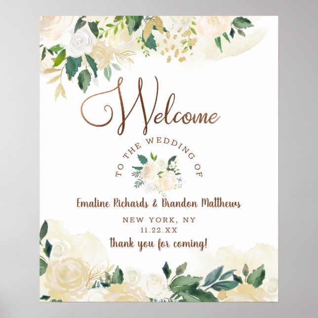 Farmhouse Fresh Rustic Country Floral Welcome Sign (Front)