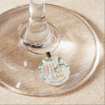 Farmhouse Fresh Rustic Country Mother of the Groom Wine Charm<br><div class="desc">Farmhouse Fresh Rustic Country Floral Watercolor Lush Flower Design with greenery, Vines, Leaves, Foliage, and copper foil accents. Subtle soft colors of ivory, white, blush pink, and butter yellow. A cottage chic look perfect for a spring, summer, or fall wedding at your homestead, farm, or barn venue. A classic shabby...</div>