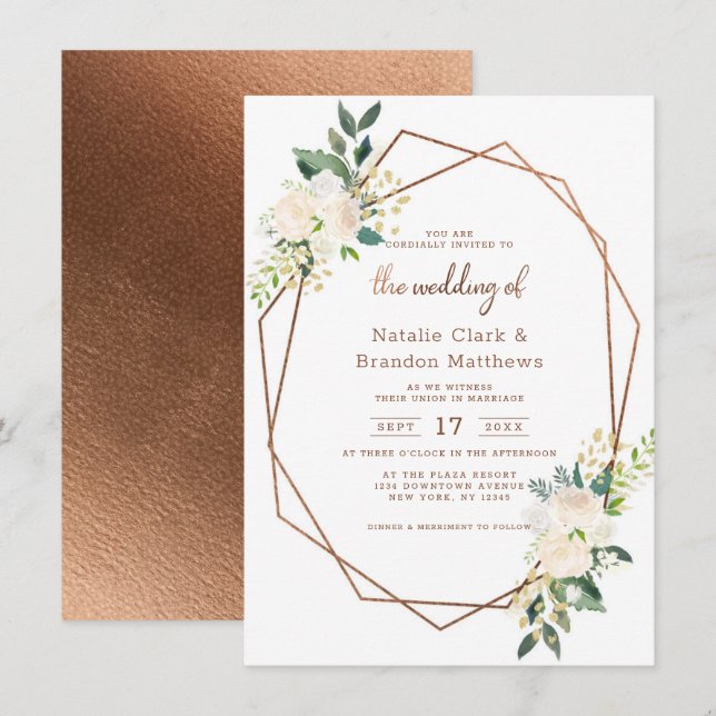 Farmhouse Fresh Rustic Country Terrarium Wedding Invitation (Front/Back)
