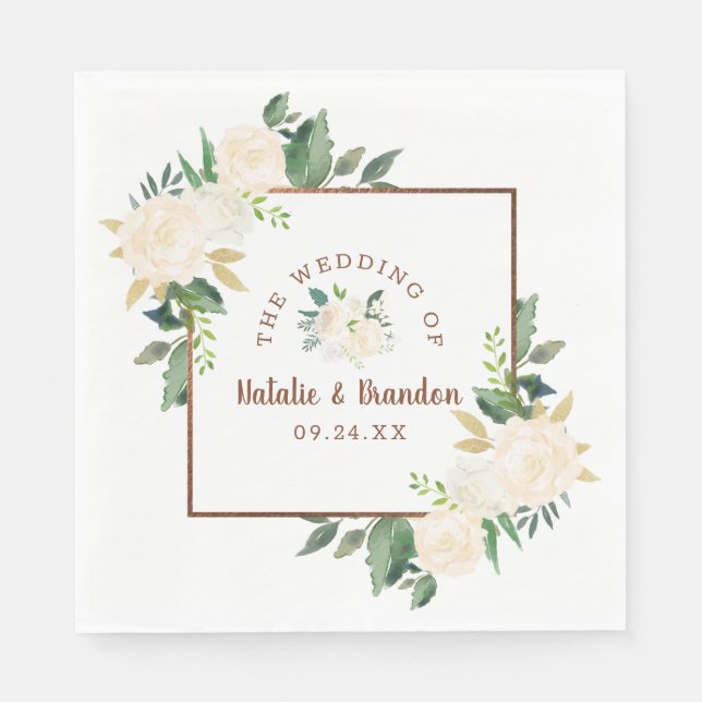 Farmhouse Fresh Rustic Country Wedding Monogram Napkins (Front)