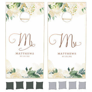 Farmhouse Fresh Rustic Country Wedding Mr & Mrs Cornhole Set