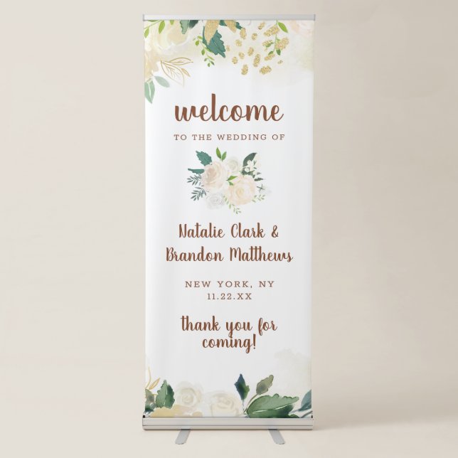 Farmhouse Fresh Rustic Country Wedding Welcome Retractable Banner (Front)