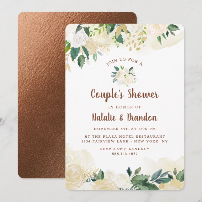 Farmhouse Fresh Rustic Couple's Wedding Shower Invitation (Front/Back)