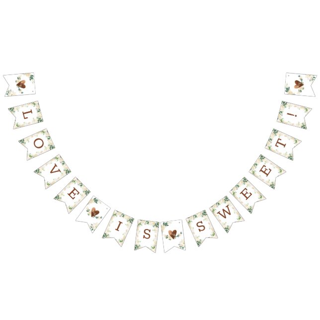 Farmhouse Fresh Rustic Monogram Love is Sweet Bunting Flags (All)