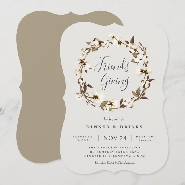 Farmhouse Friendsgiving Party Invitation (Front/Back)