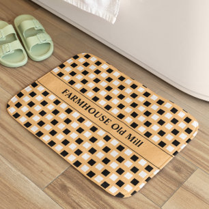 Farmhouse Geometric Clay Black  Bath Mat