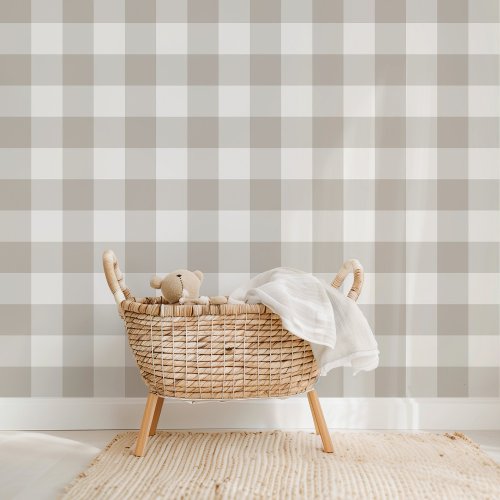 Farmhouse Gingham Dove Gray Wallpaper