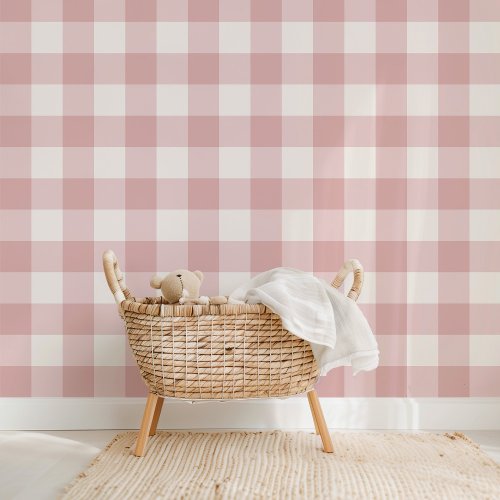 Farmhouse Gingham Dusty Rose Wallpaper