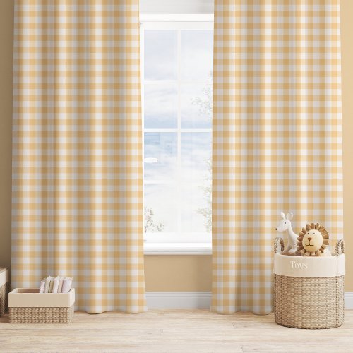 Farmhouse Gingham Golden Yellow Nursery Kids  Blackout Curtains