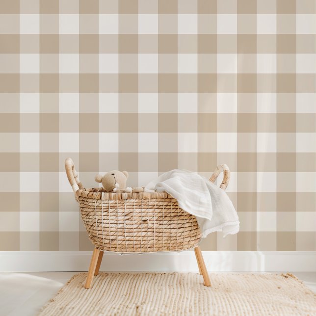 Farmhouse Gingham Khaki Tan Wallpaper (Creator Uploaded)
