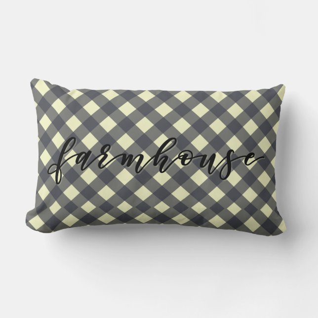 FARMHOUSE GINGHAM LUMBAR PILLOW (Front)