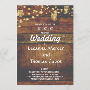 Farmhouse Glam Rustic Wood Wedding Invitation