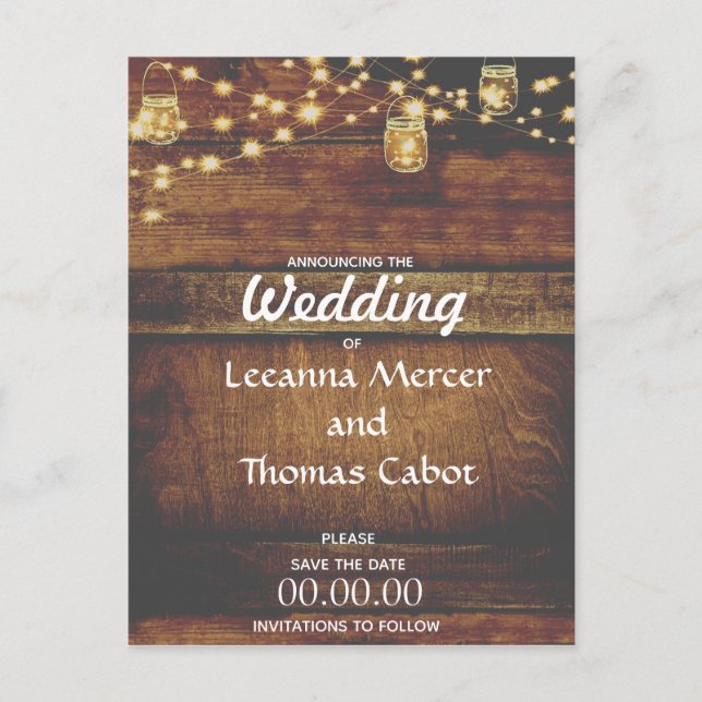 Farmhouse Glam Save the Date Rustic Postcard (Front)