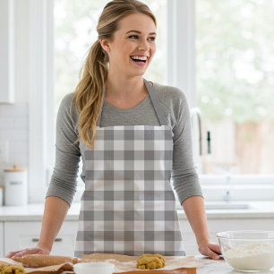 Farmhouse Gray Buffalo Check Plaid Rustic Apron