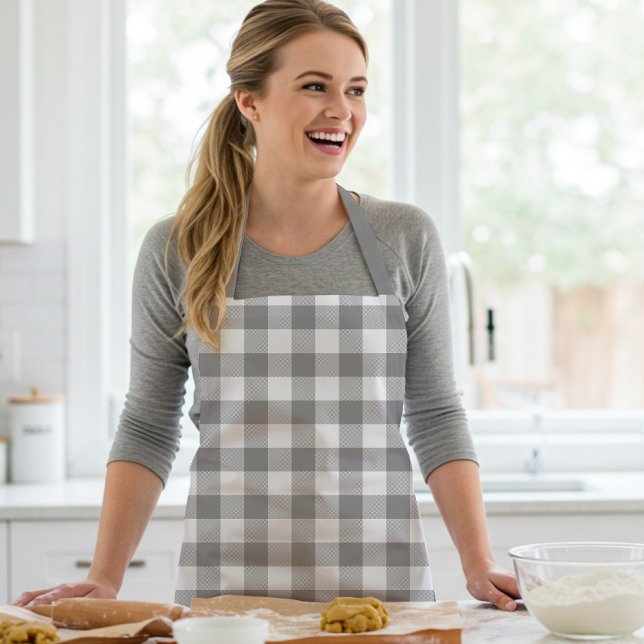 Farmhouse Gray Buffalo Check Plaid Rustic Apron (Creator Uploaded)
