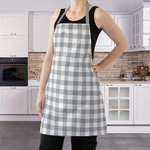 Farmhouse Gray Buffalo Check Plaid Rustic Apron